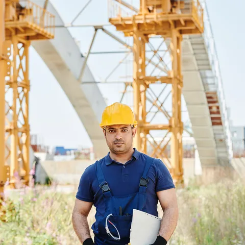 An inspector examining an industrial facility