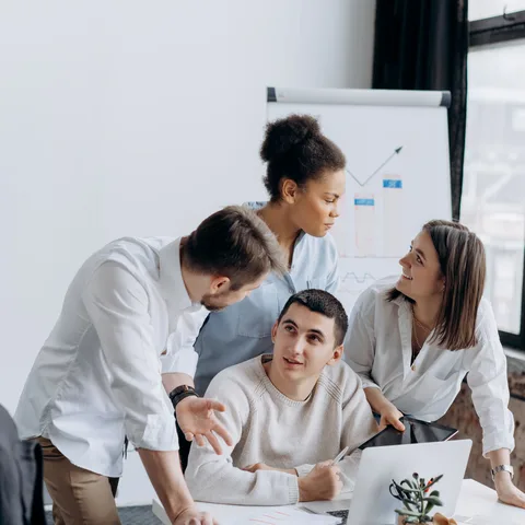 A team of employees at their workplace
